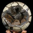 Polished Septarian Geode - Black Crystals #55488-1